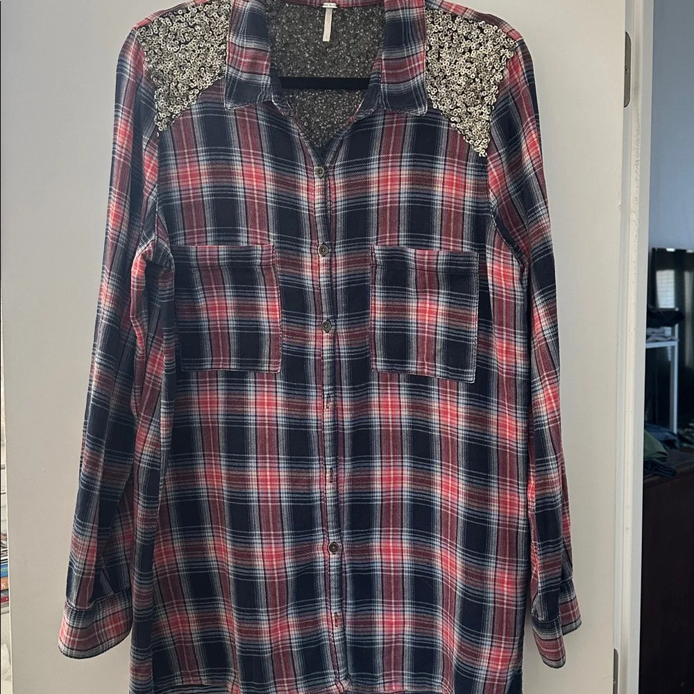 Free People Little Bit of Sugar Plaid Top - Picture 2 of 6